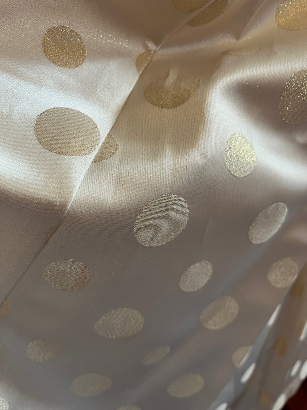 Eliza J Cream full Skirt w/Metallic Gold Polka Dot Jacquard side pockets Size 12 - Picture 8 of 12